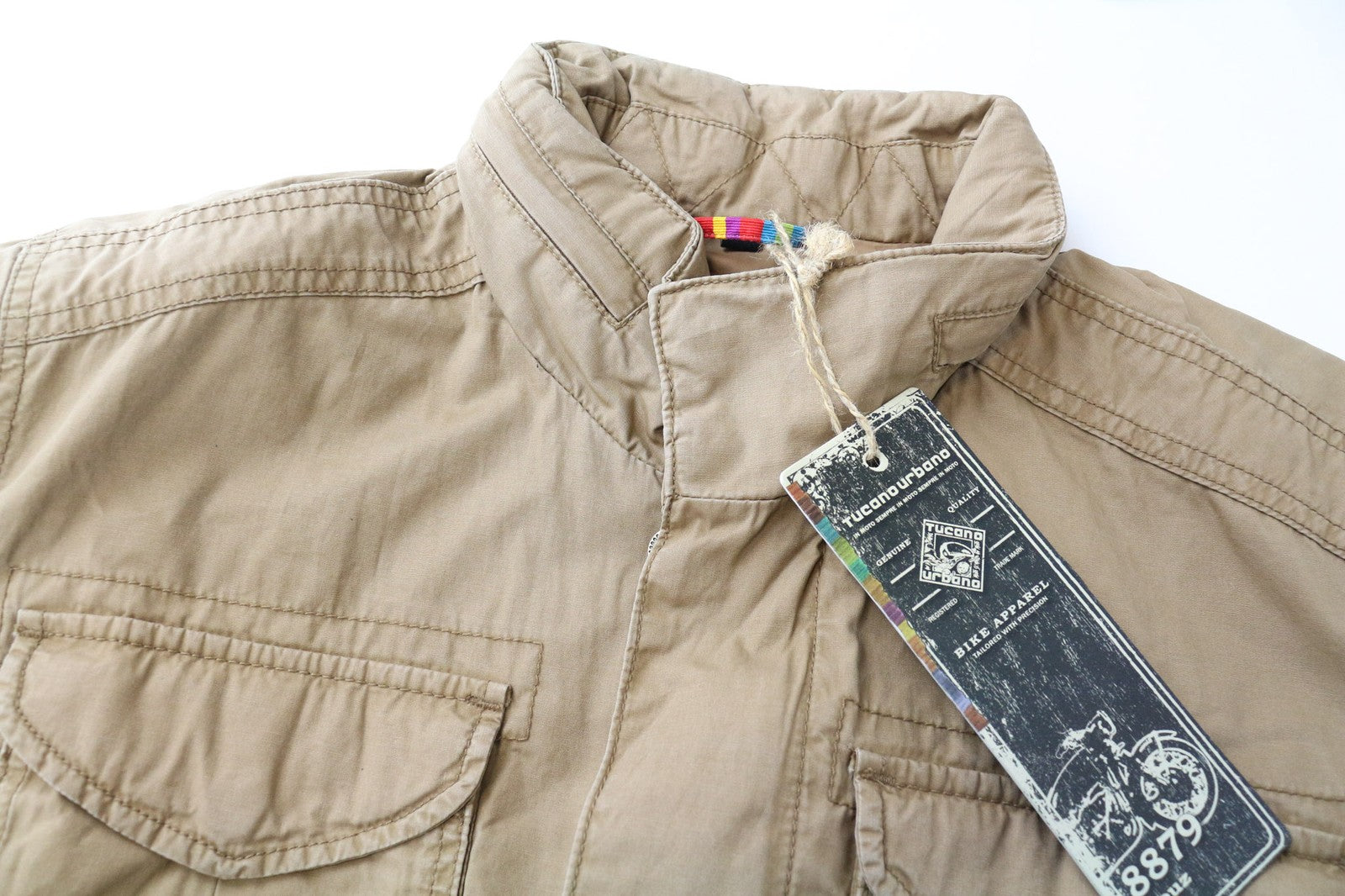 TUCANO URBANO Douz Men's Jacket S Brown Hooded Cotton Zip Snap Lined Moto