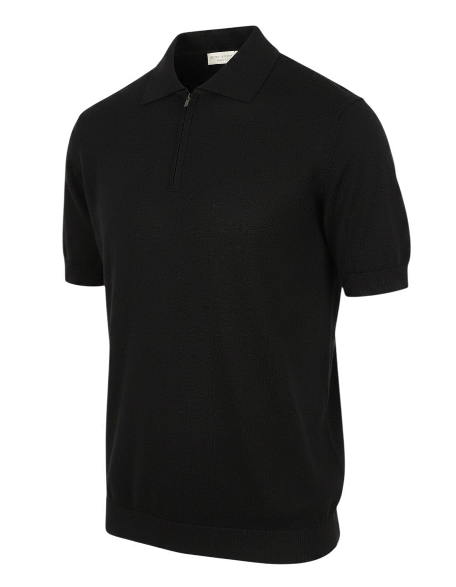 Schwarze Woll-Poloshirts