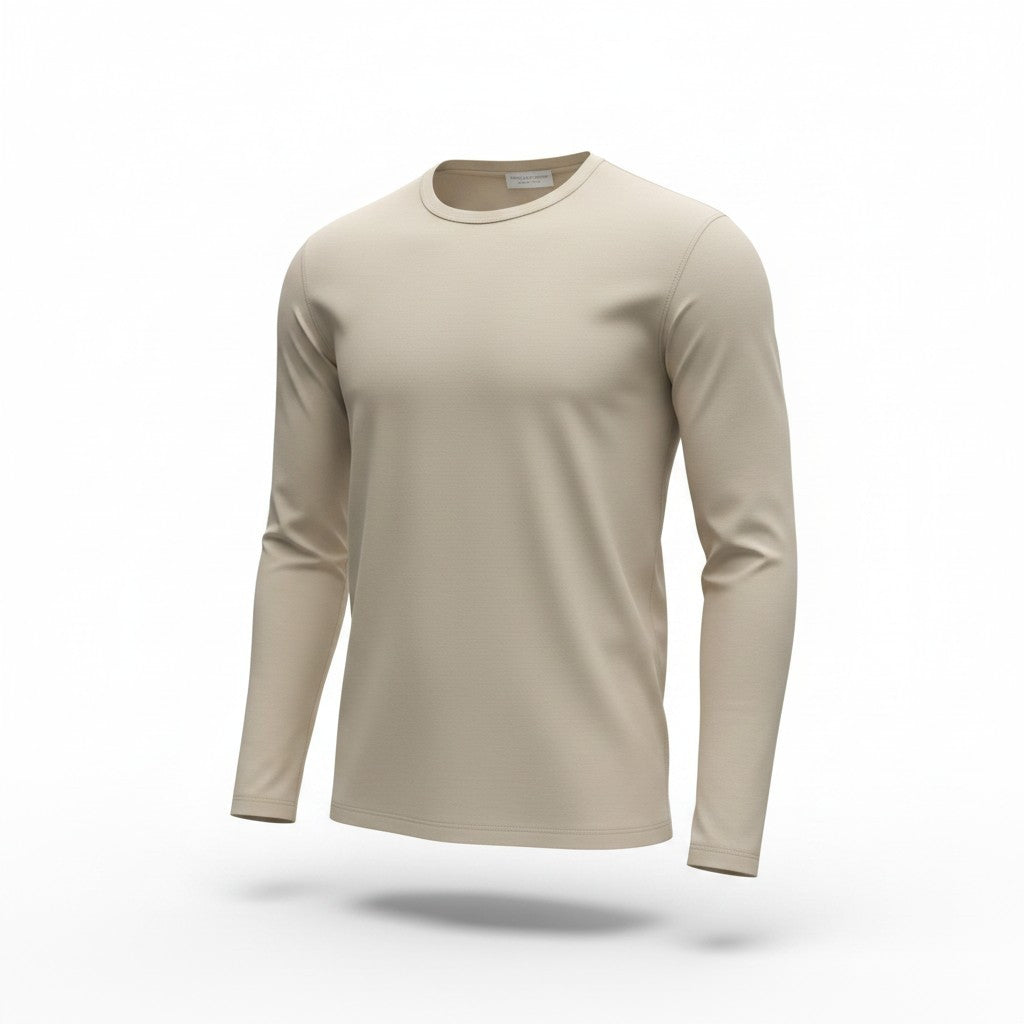 Beigefarbenes Baumwoll-T-Shirt