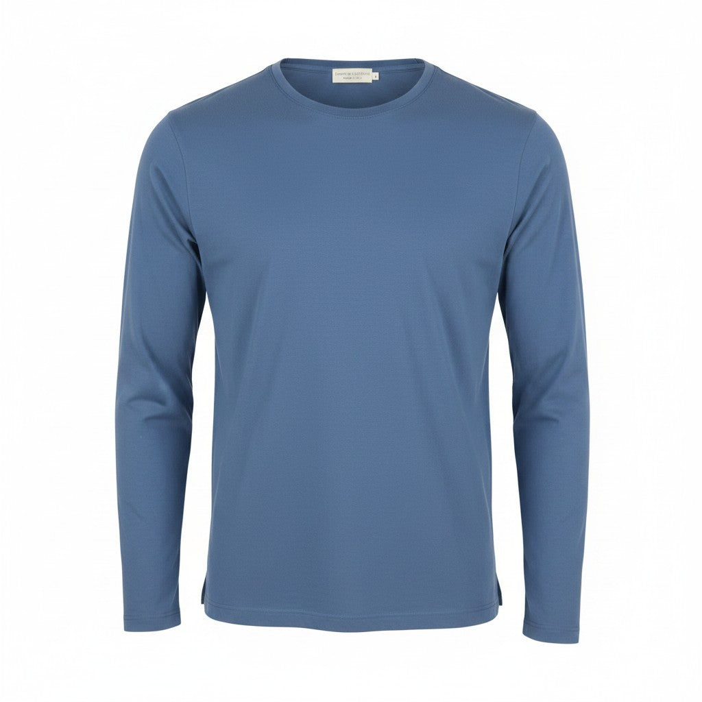 Blauer Baumwollpullover