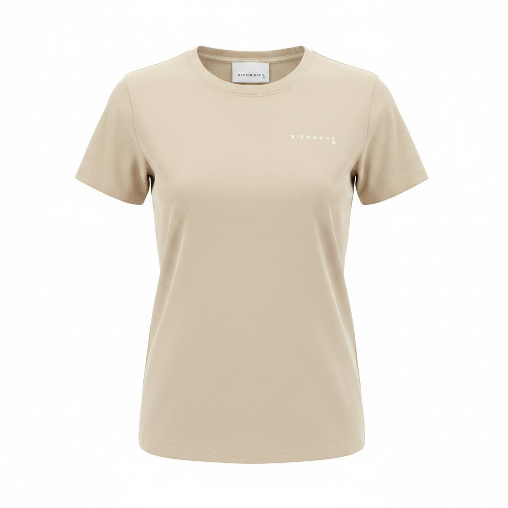 Beigefarbenes Baumwoll-T-Shirt
