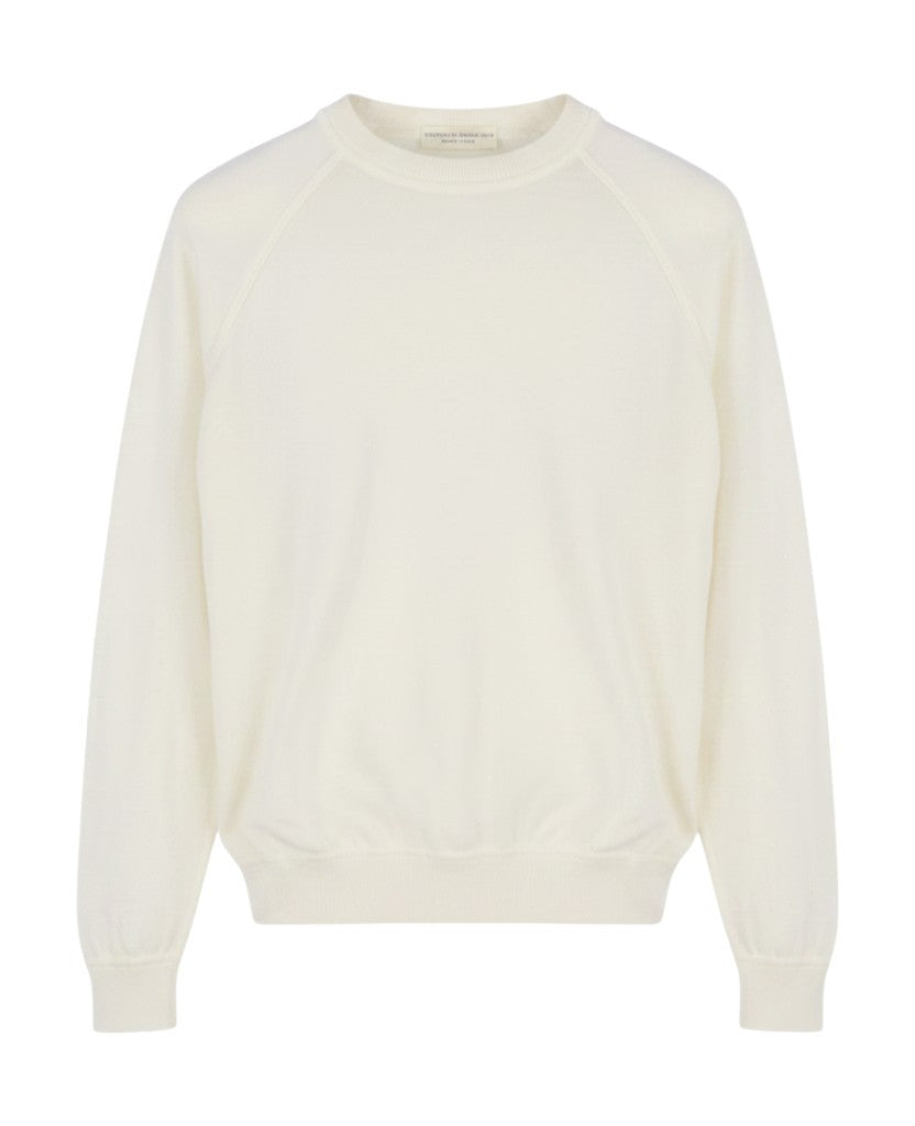 Elfenbeinfarbener Baumwollpullover