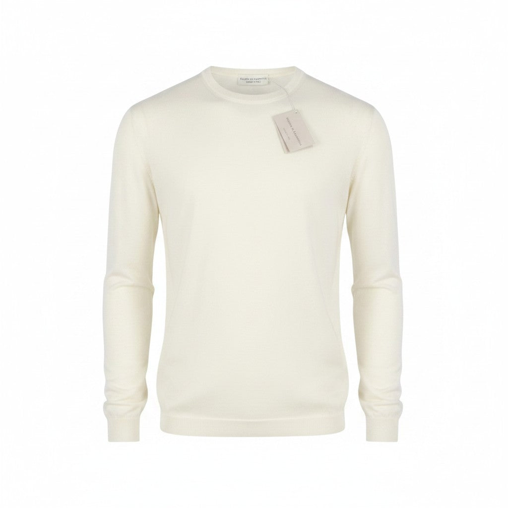 Elfenbeinfarbener Baumwollpullover