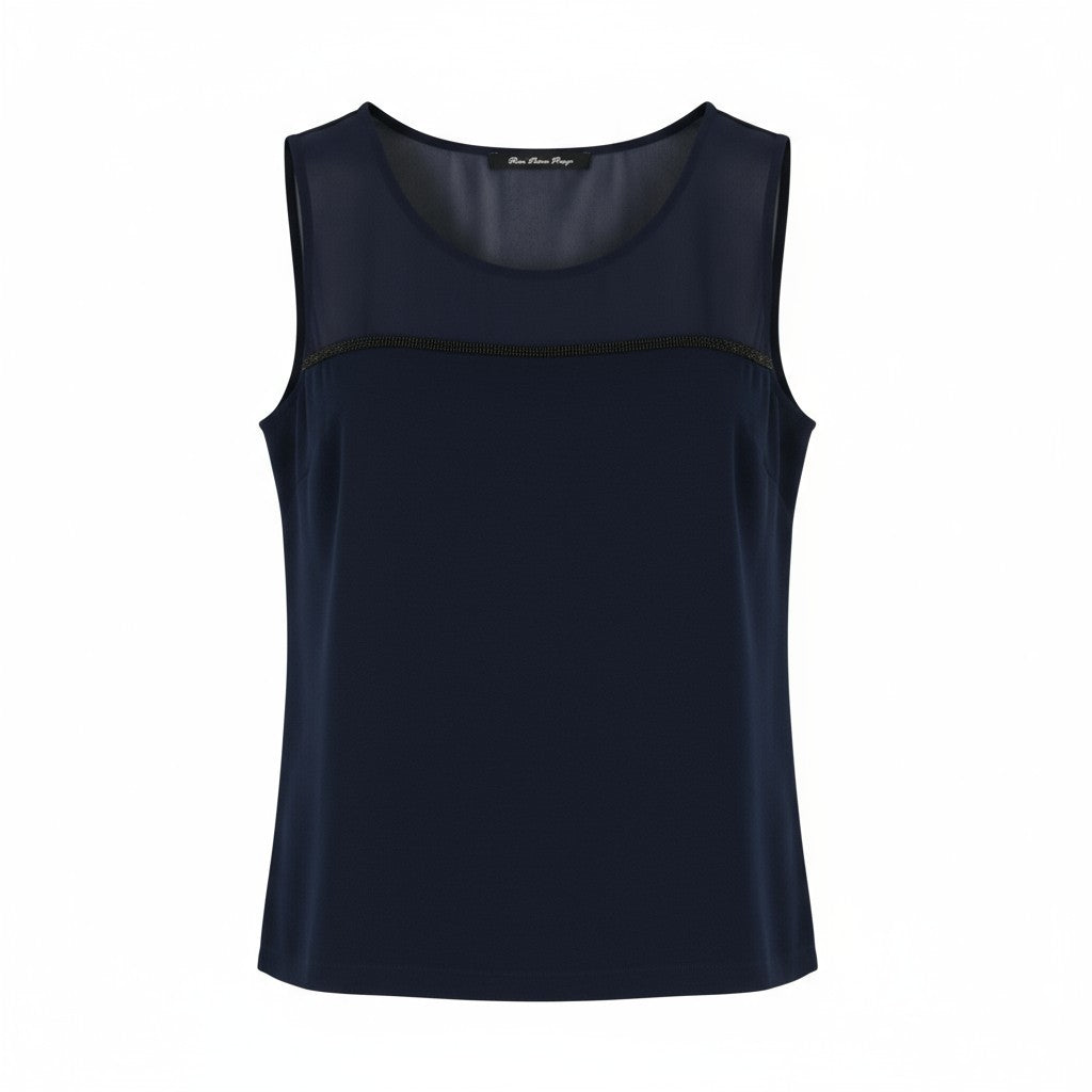 Marineblaues Polyester-Top