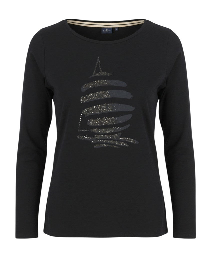 Schwarzes Baumwoll-T-Shirt