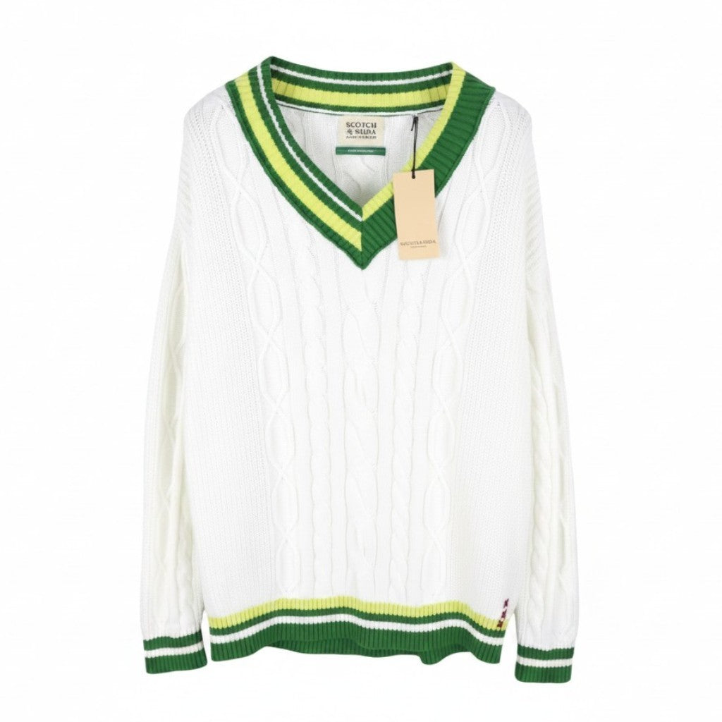 Weißer Baumwollpullover