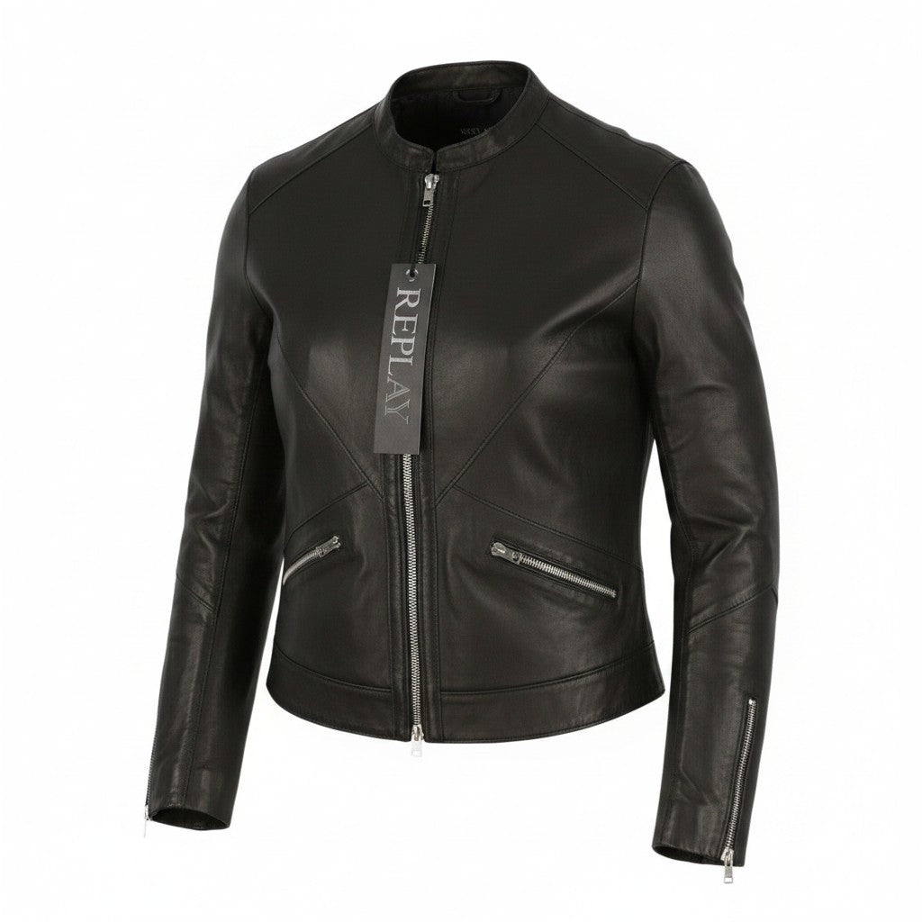 Schwarze Lederjacke