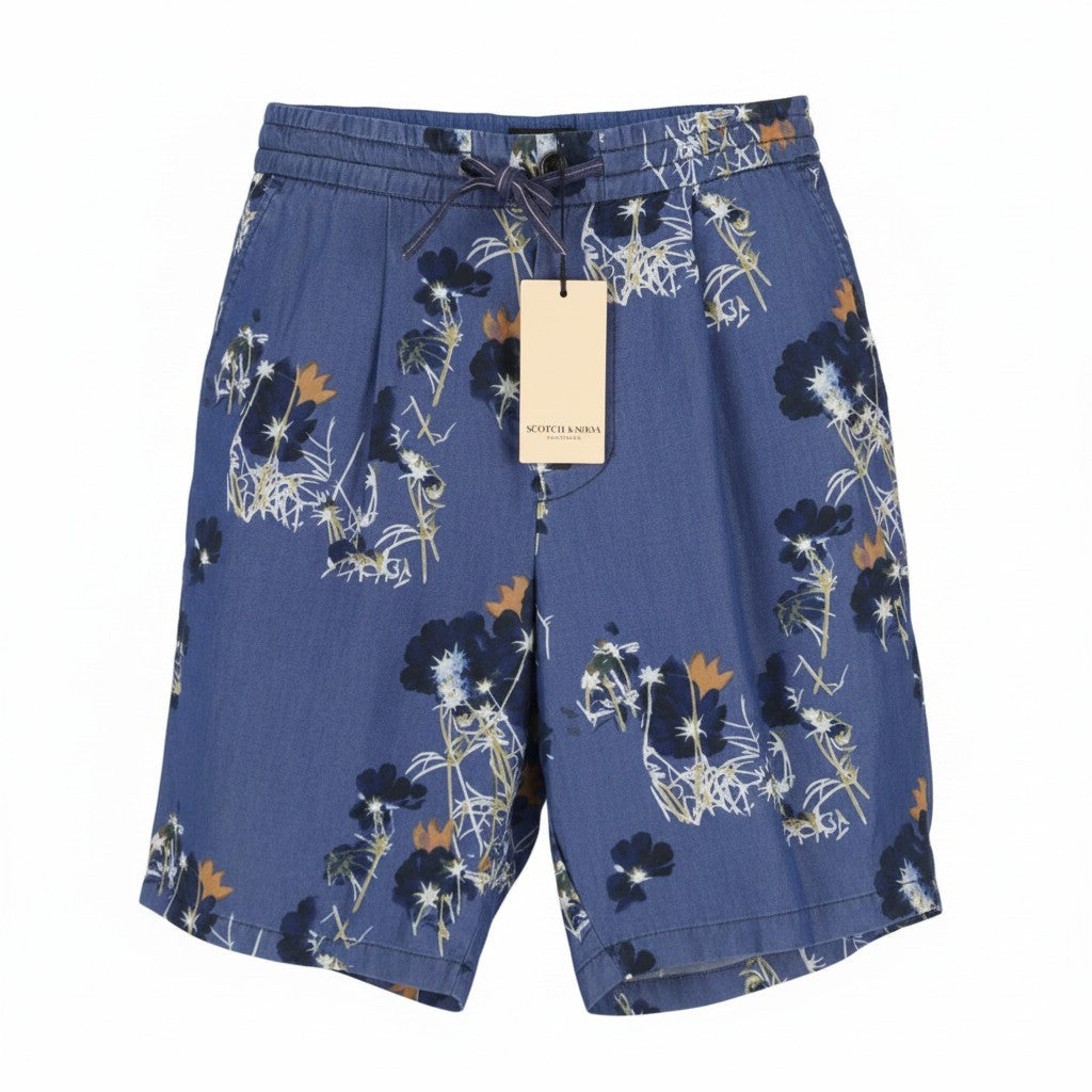 Blaue Tencel-Shorts