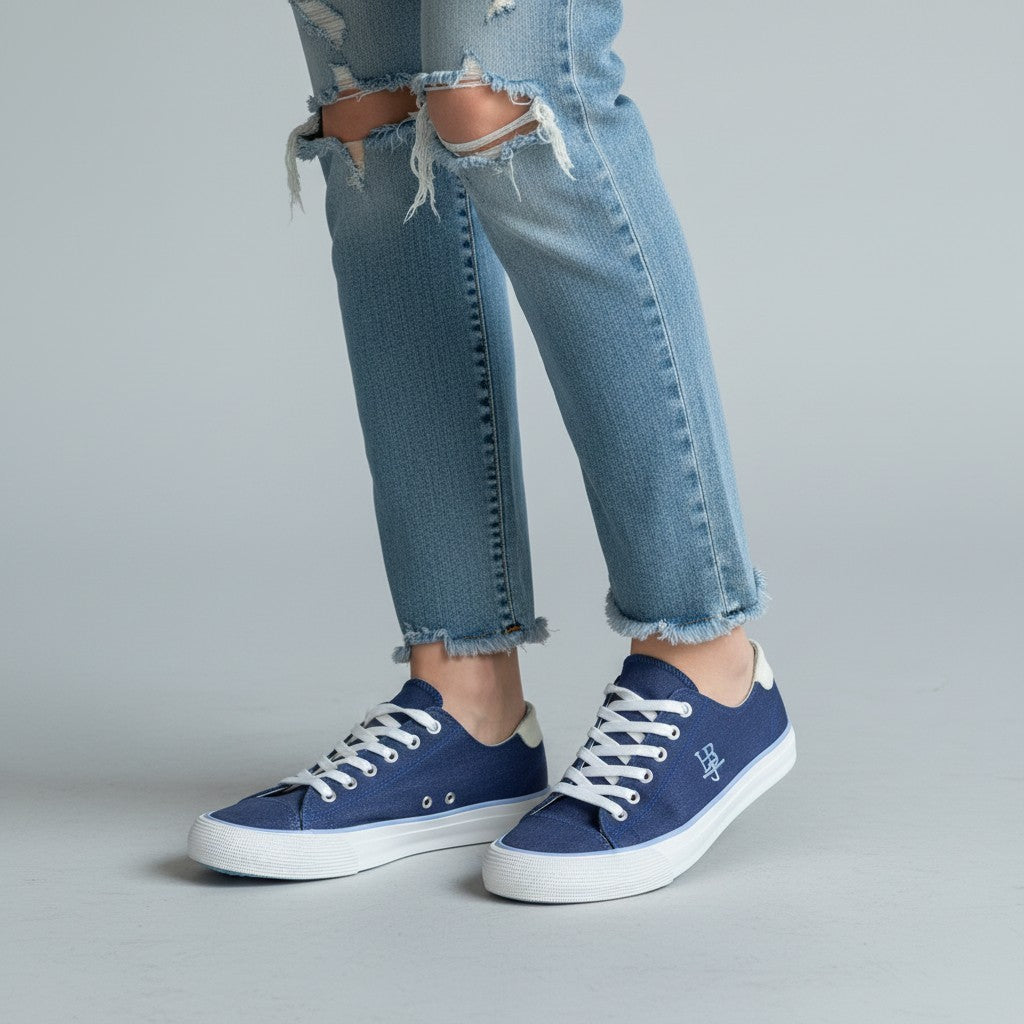Blue Textile Sneakers