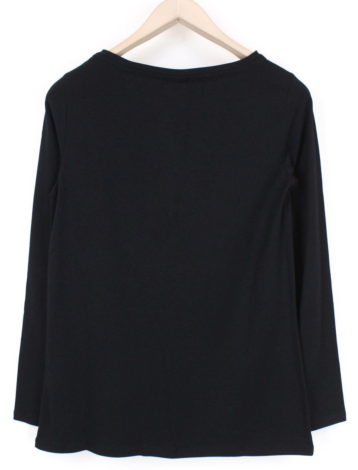 MARINA YACHTING Women T-Shirt S Black Cotton Round Neck Rhinestone Logo