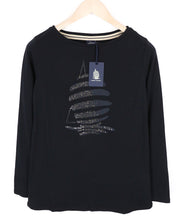 MARINA YACHTING WOMEN T-Shirt S Black Cotton Pullover Crewneck Logo Classic