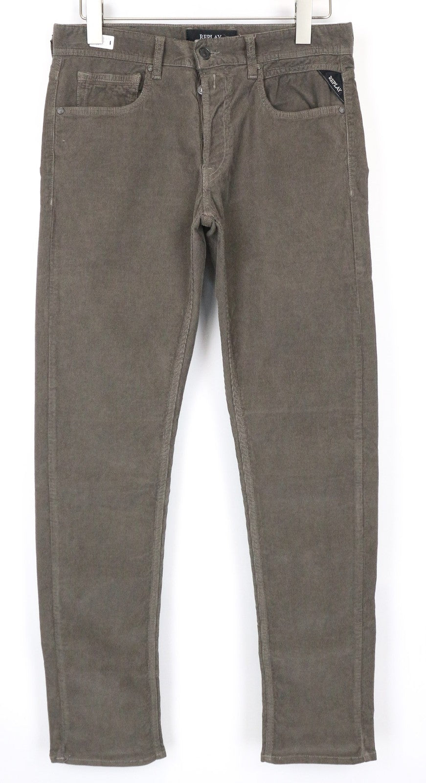 REPLAY Grover Men's Trousers W30/L34 Straight Brown Corduroy Cotton Stretch