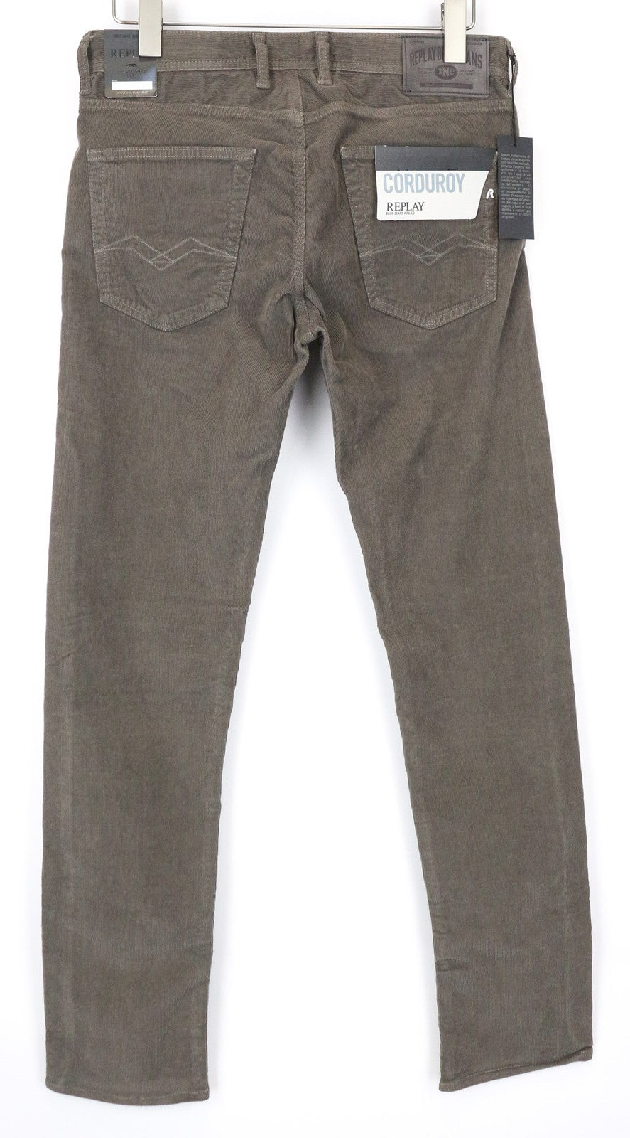 REPLAY Grover Men's Trousers W30/L34 Straight Brown Corduroy Cotton Stretch