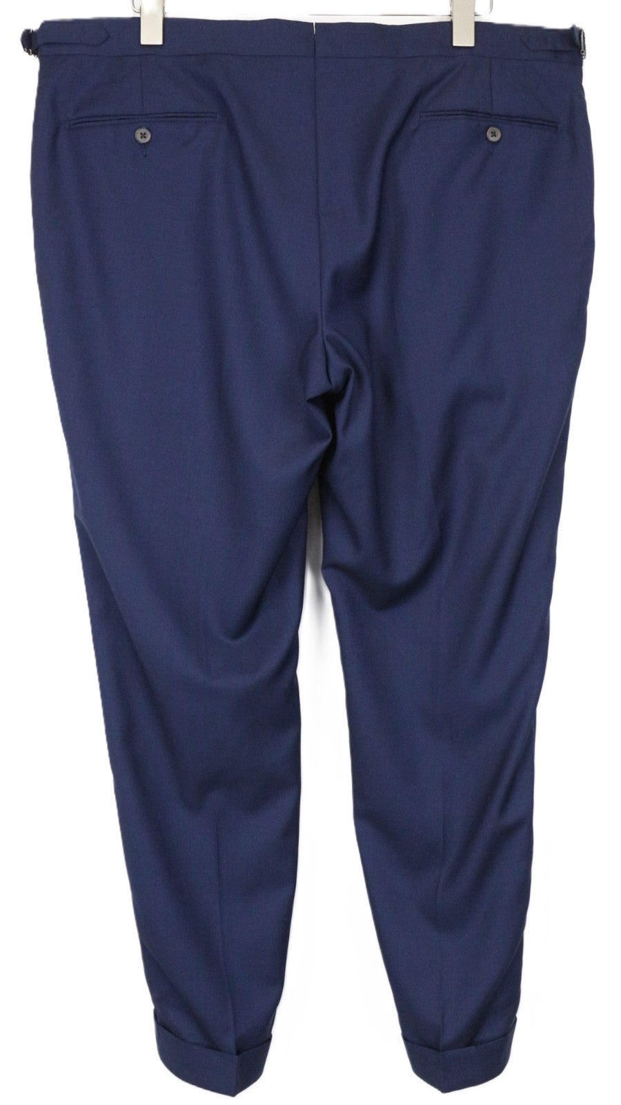 SUITSUPPLY Brescia Men's Trousers UK42R Blue Wool Pleated Fit Adjusters