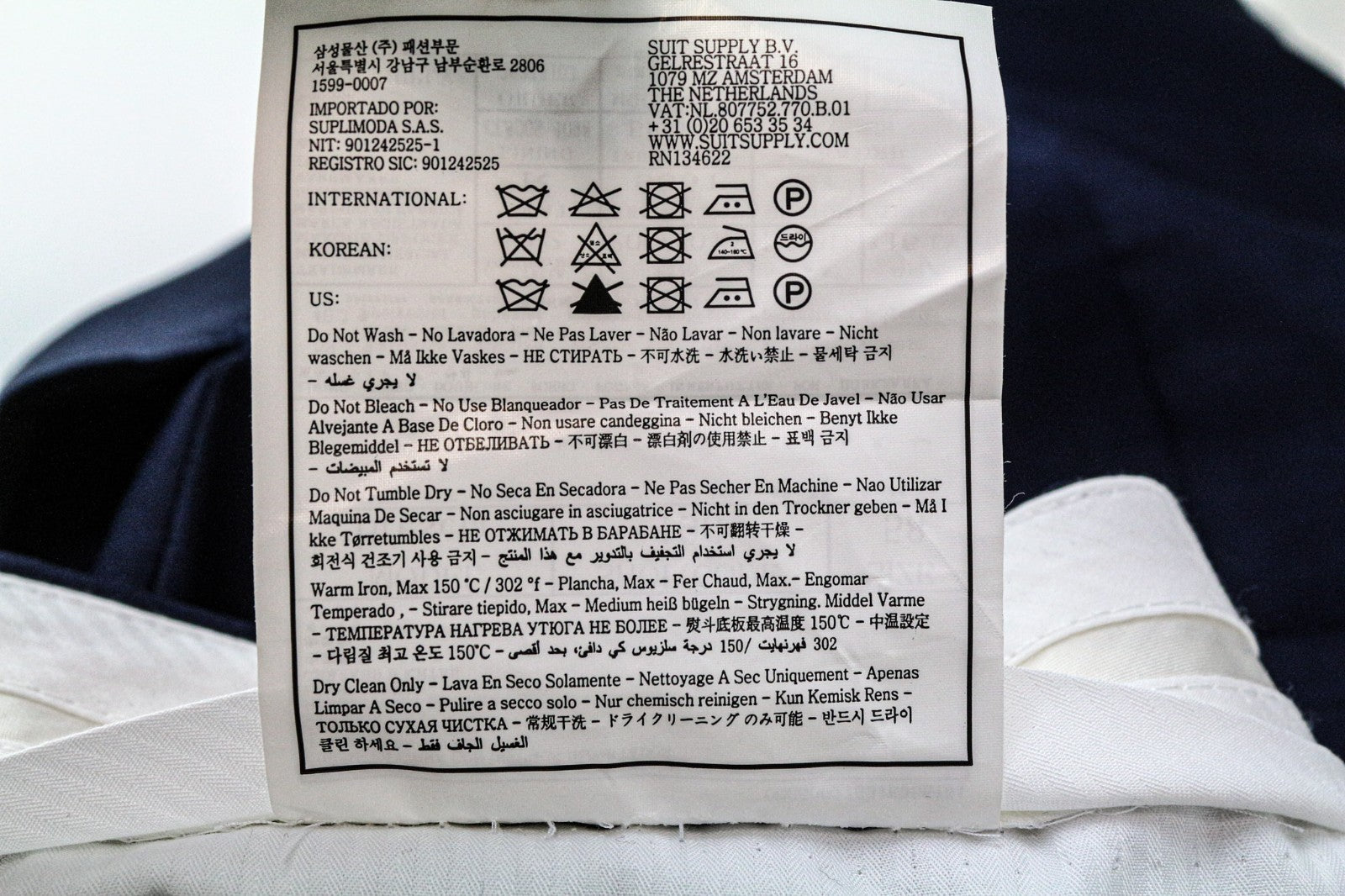 SUITSUPPLY Brescia Men's Trousers UK42R Blue Wool Pleated Fit Adjusters