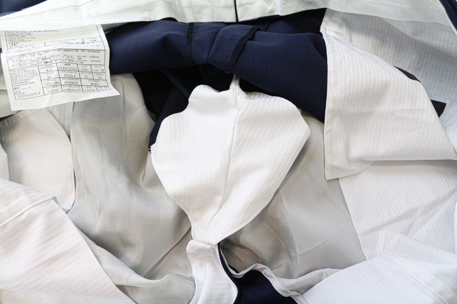 SUITSUPPLY Brescia Men's Trousers UK42R Blue Wool Pleated Fit Adjusters