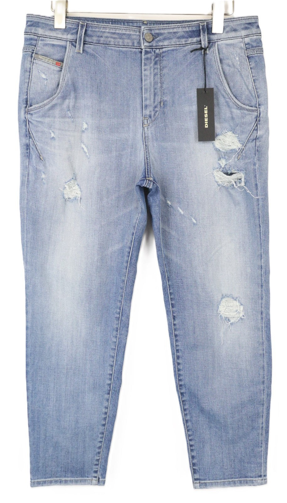 DIESEL Men's Jeans W29 Taper Fit Distressed Washed Blue Cotton Stretch Denim