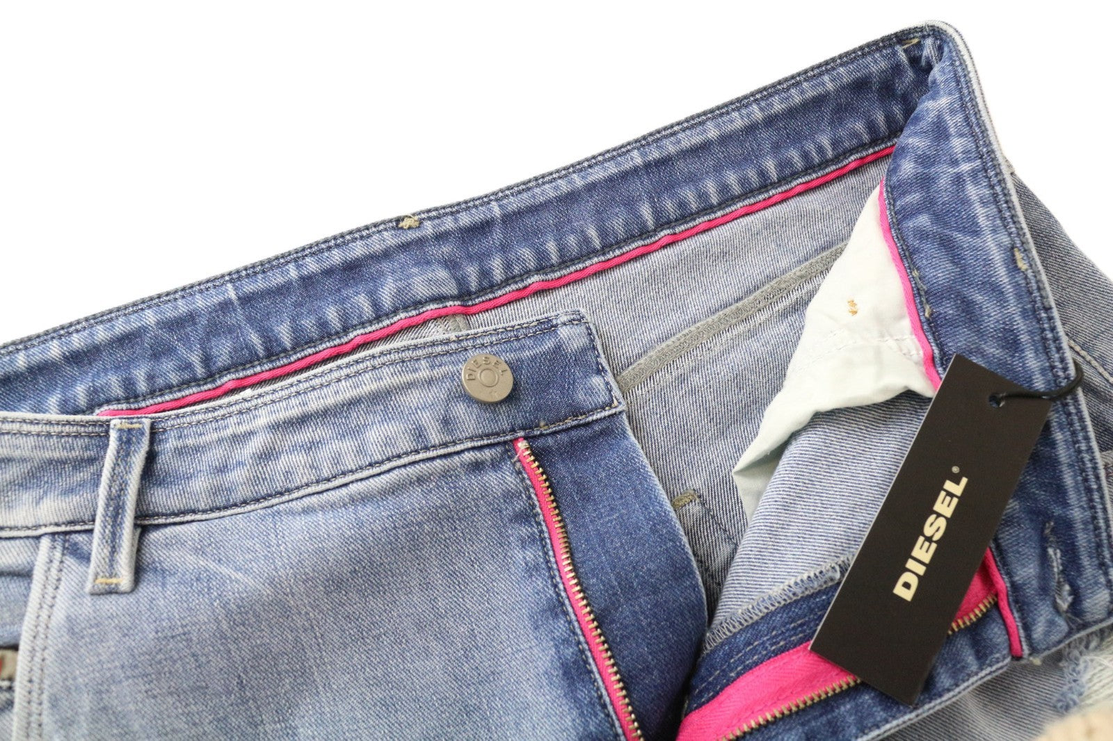 DIESEL Men's Jeans W29 Taper Fit Distressed Washed Blue Cotton Stretch Denim