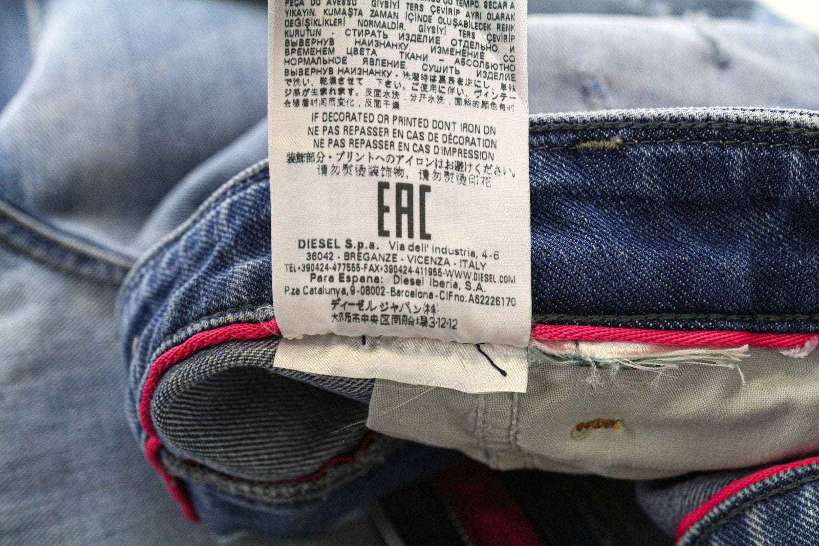 DIESEL Men's Jeans W29 Taper Fit Distressed Washed Blue Cotton Stretch Denim