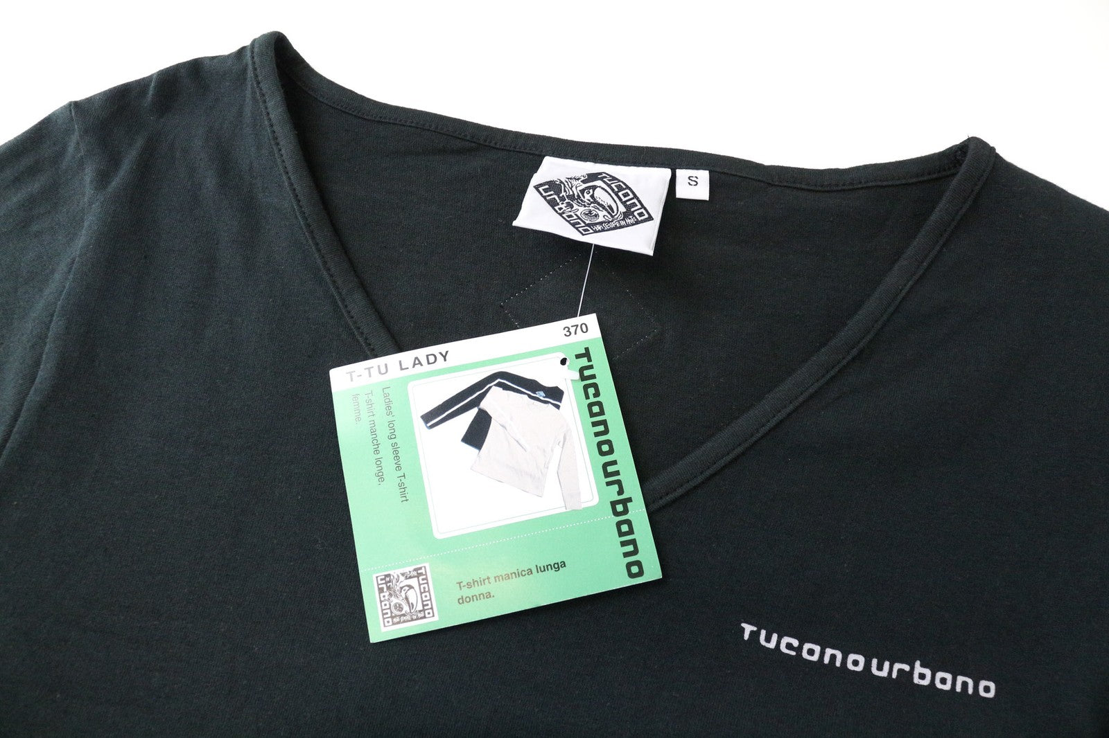 TUCANO URBANO T-TU Lady Women's T-Shirt S Black Cotton V-Neck Long Top