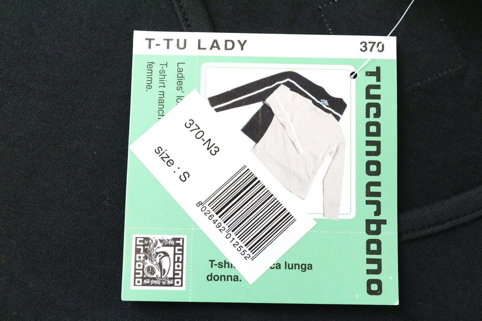 TUCANO URBANO T-TU Lady Women's T-Shirt S Black Cotton V-Neck Long Top