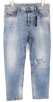 DIESEL D-Eetar 087AV Men's Jeans W34/L32 Taper Ripped Faded Blue Cotton