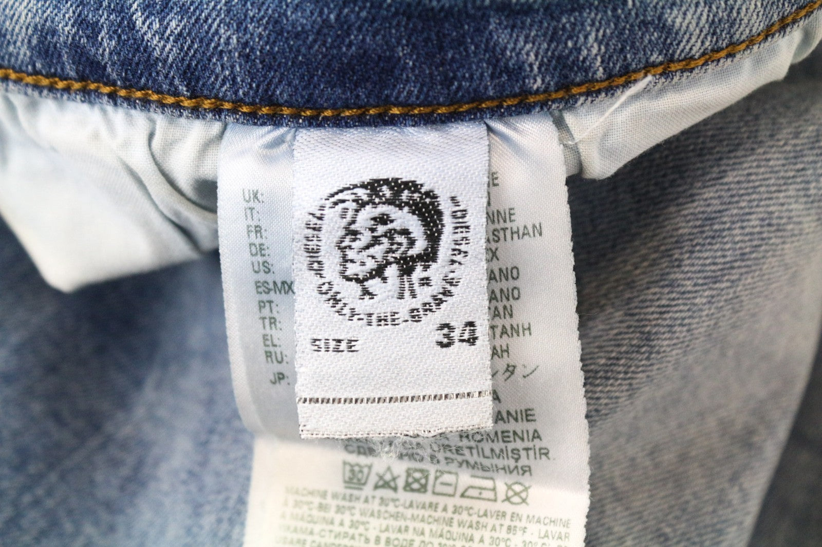 DIESEL D-Eetar 087AV Men's Jeans W34/L32 Taper Ripped Faded Blue Cotton