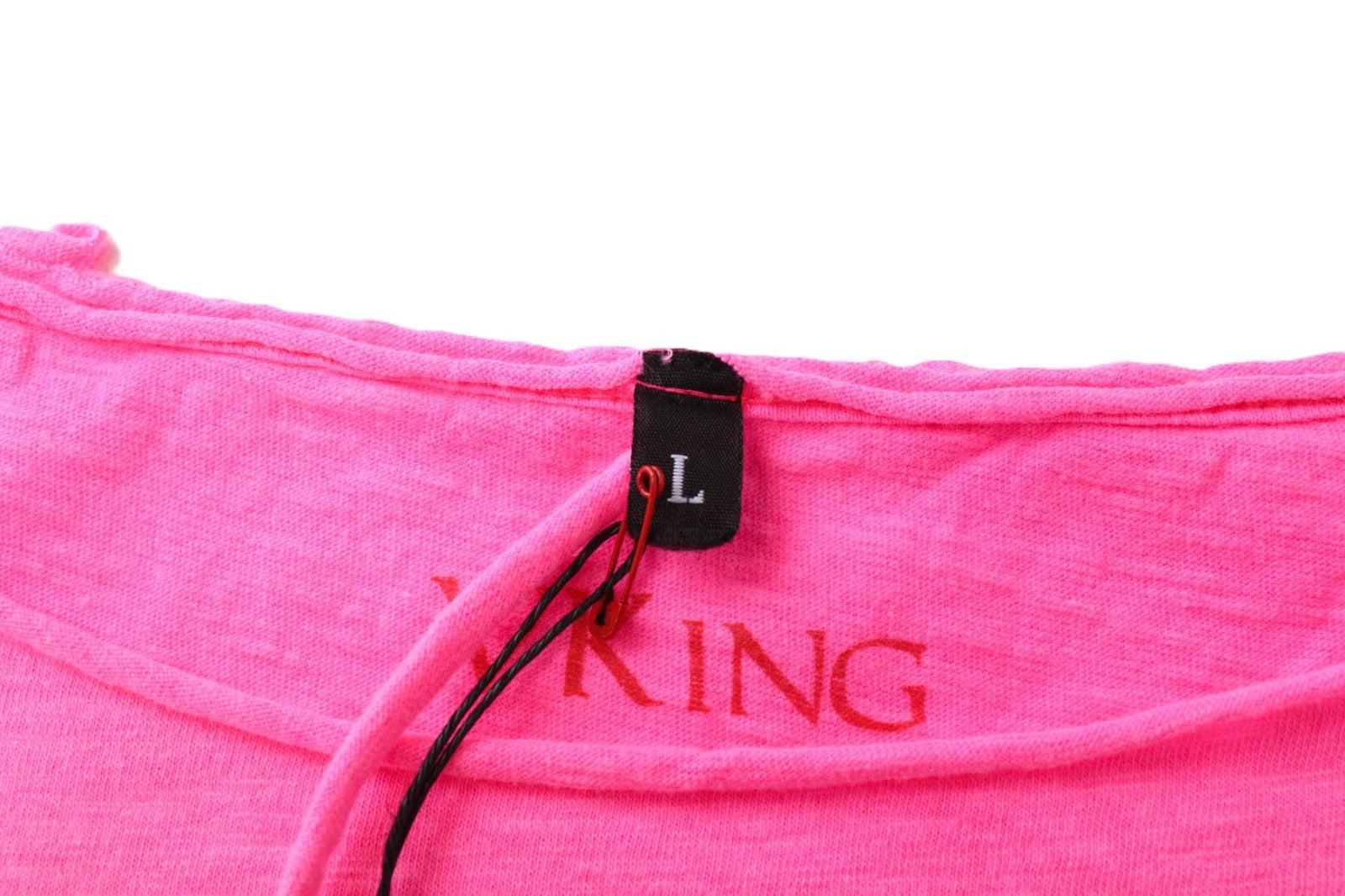 VKING Men's Pullover T-Shirt L Neon Pink Cotton Short Sleeve Lightweight