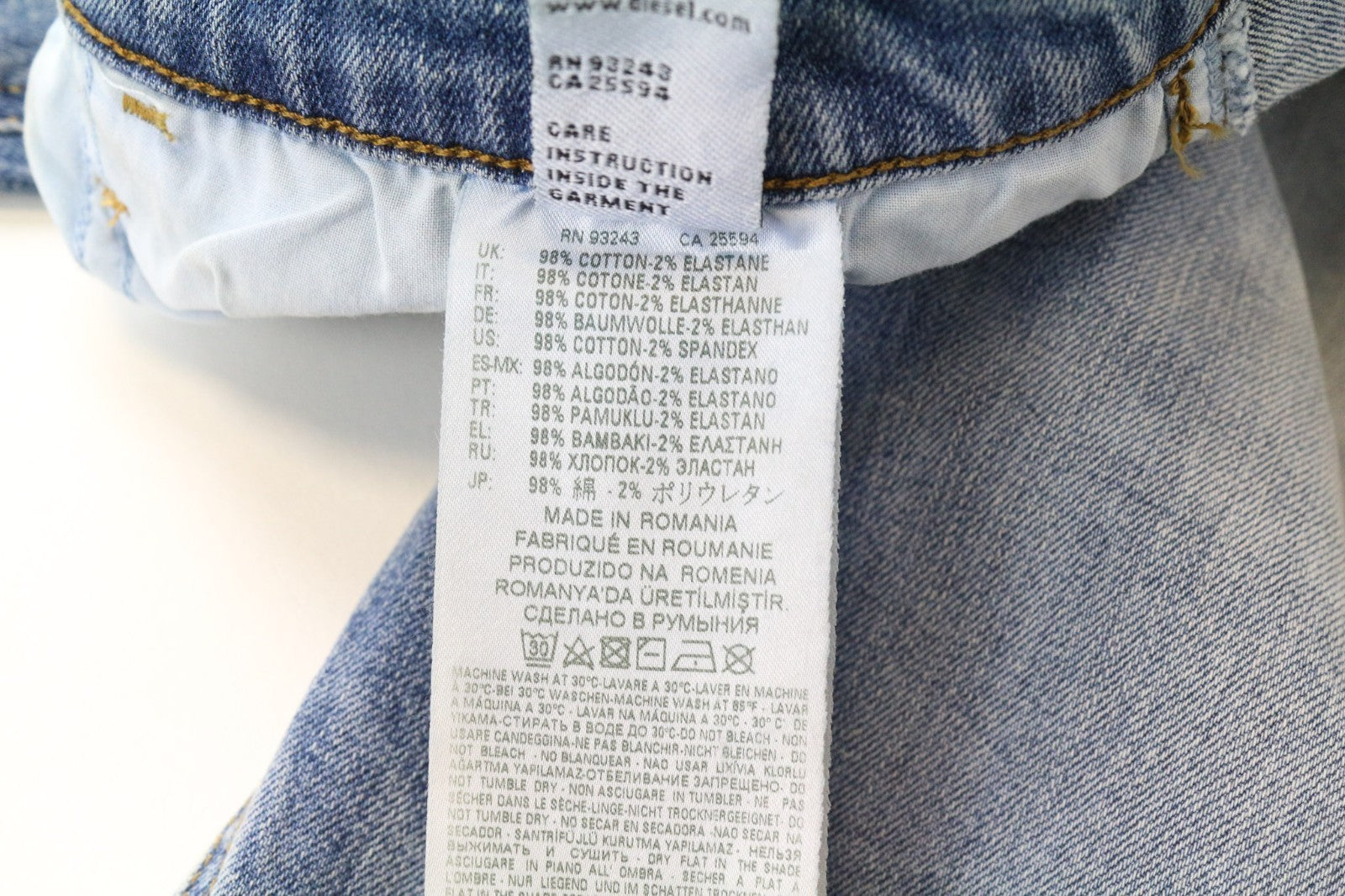 DIESEL D-Eetar 087AV Men's Jeans W28/L32 Taper Ripped Washed Blue Cotton