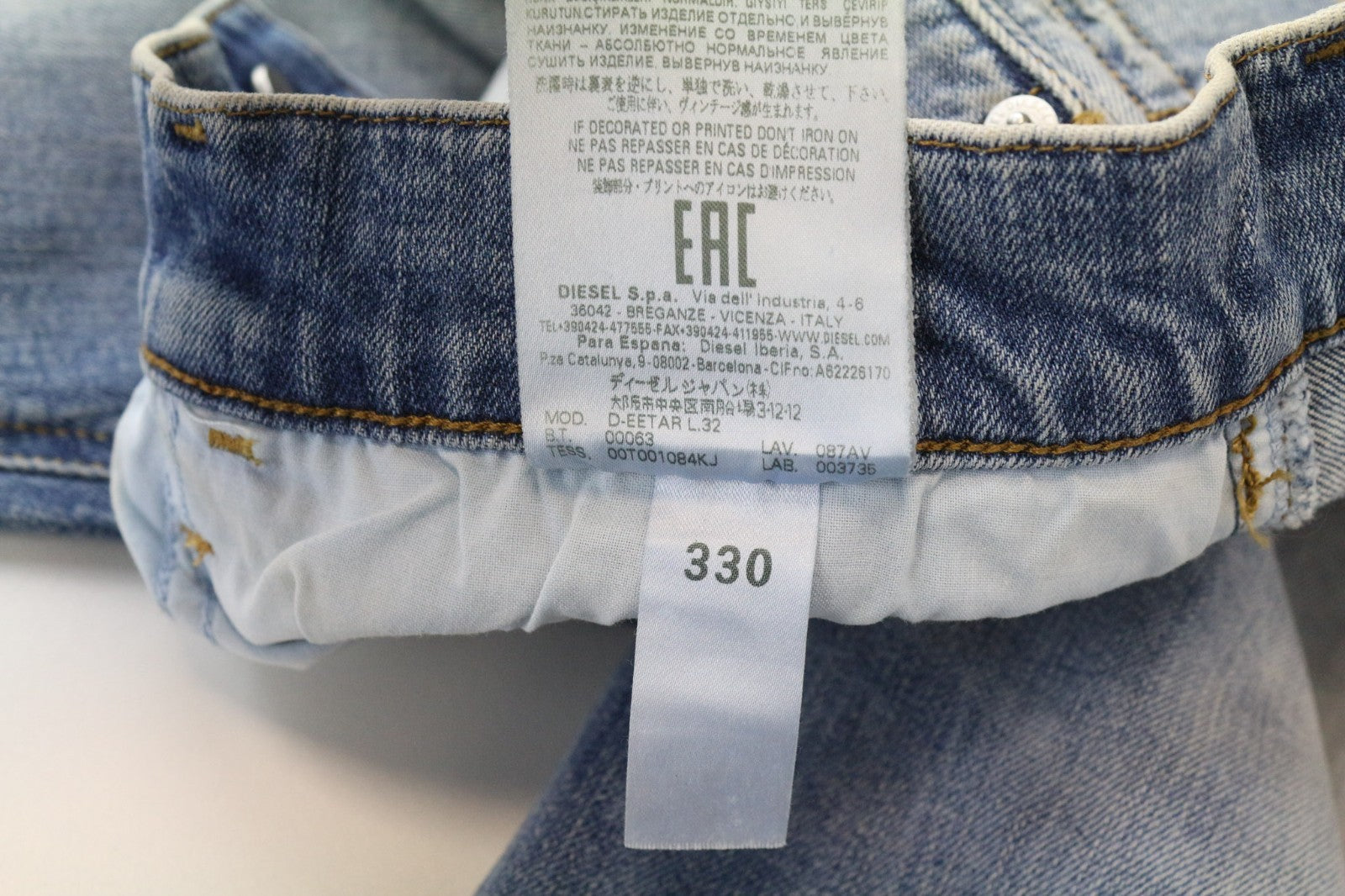 DIESEL D-Eetar 087AV Men's Jeans W28/L32 Taper Ripped Washed Blue Cotton