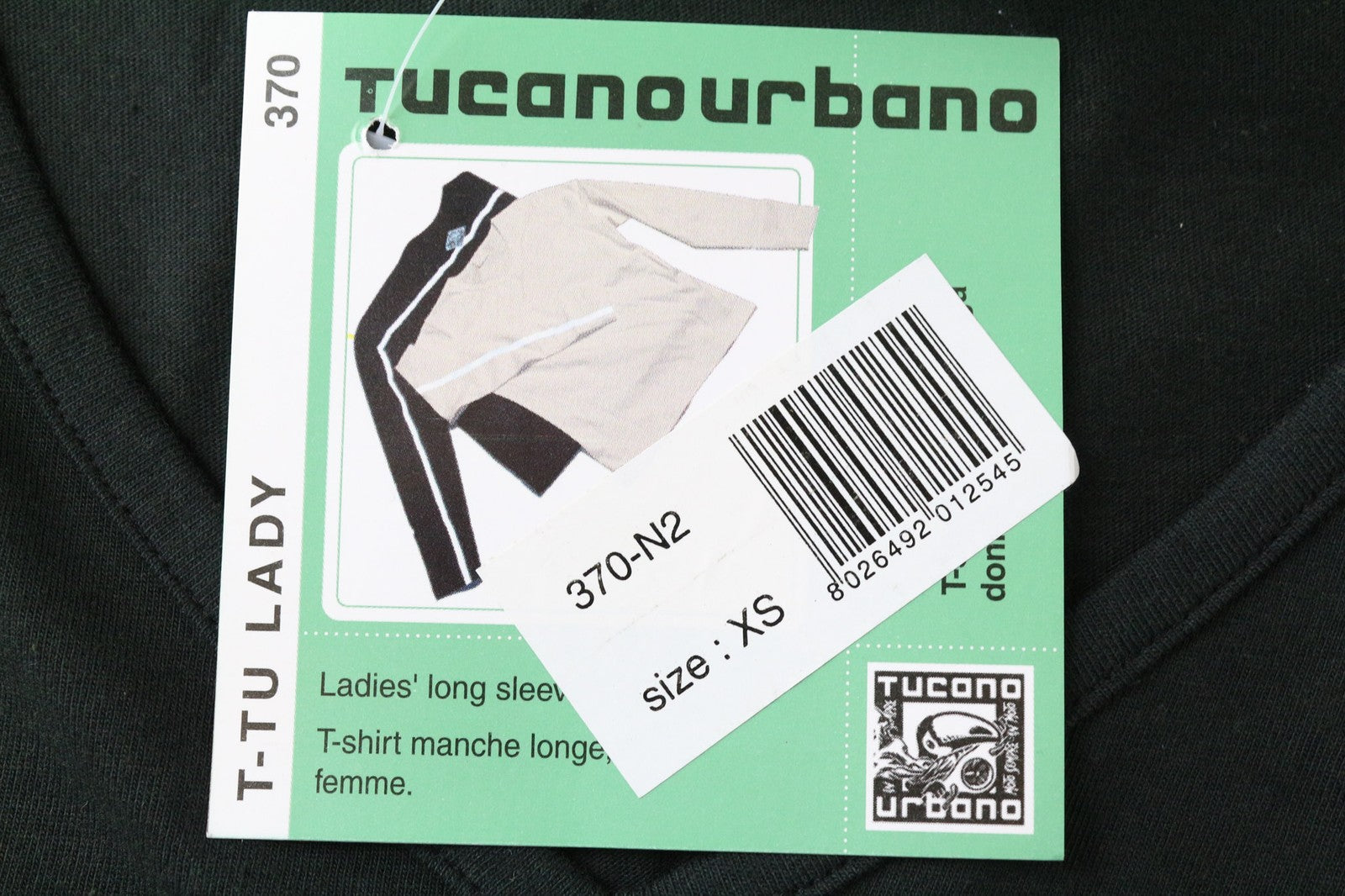 TUCANO URBANO T-TU Lady Women's T-Shirt XS Black Cotton Long Sleeve V-Neck