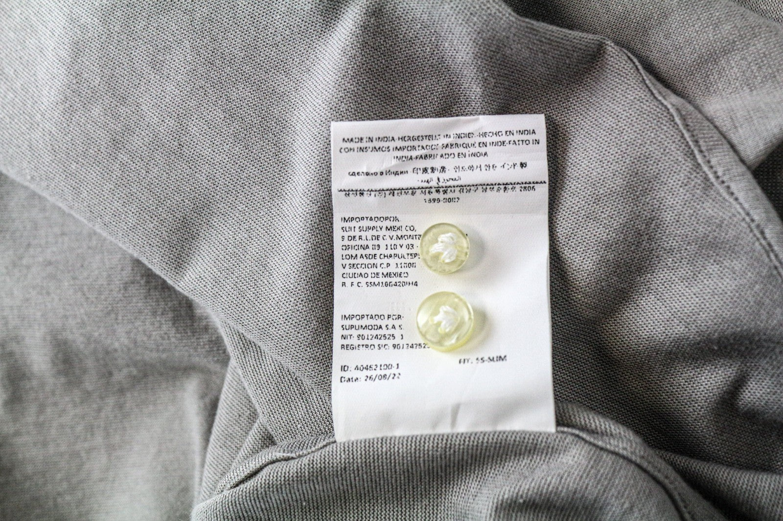 SUITSUPPLY Men's Polo T-Shirt ~S/M Grey Cotton Slim Fit Long Sleeve Top