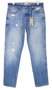 WRANGLER Greensboro Men's Jeans W32/L32 Straight Regular Ripped Washed Blue