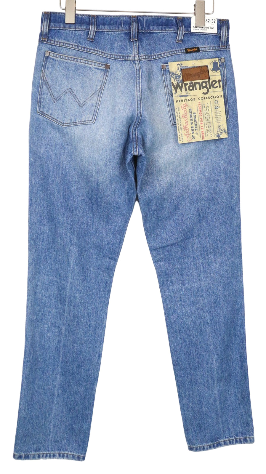 WRANGLER Greensboro Men's Jeans W32/L32 Straight Regular Ripped Washed Blue