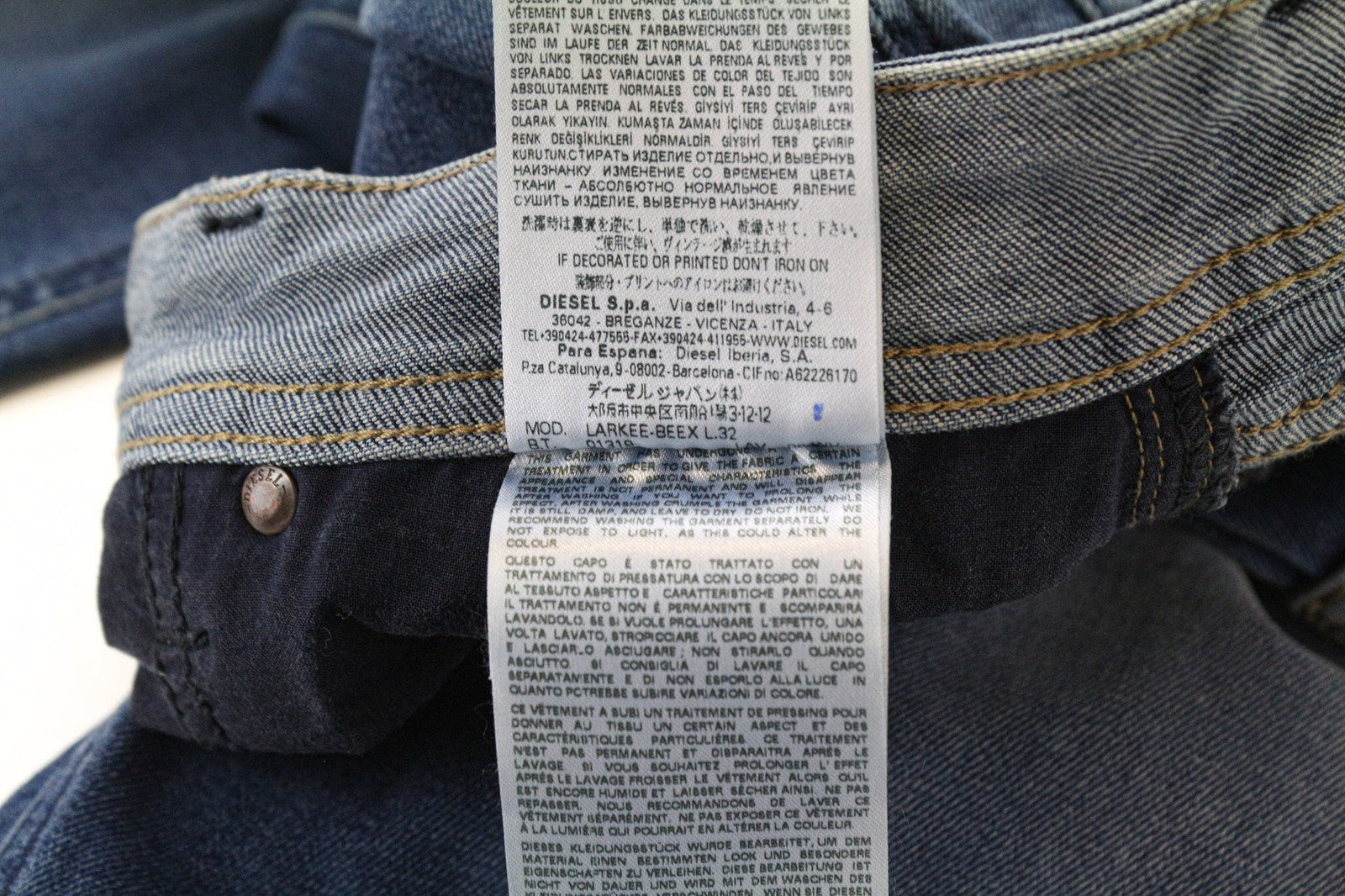 DIESEL Larkee-Beex 084NV Men's Jeans W28/L32 Taper Washed Blue Cotton Stretch