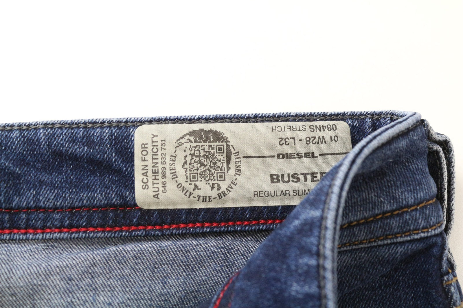 DIESEL Buster 084NS Men's Jeans W28/L32 Slim Taper Faded Blue Cotton Denim