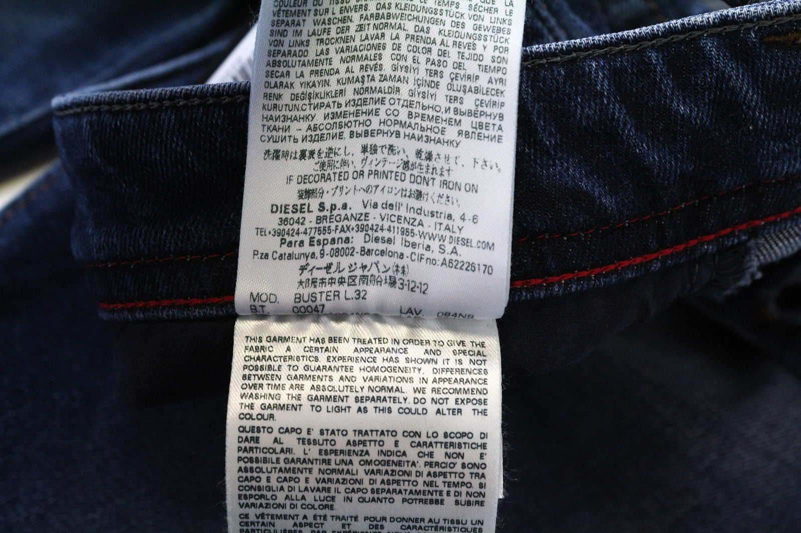 DIESEL Buster 084NS Men's Jeans W28/L32 Slim Taper Faded Blue Cotton Denim