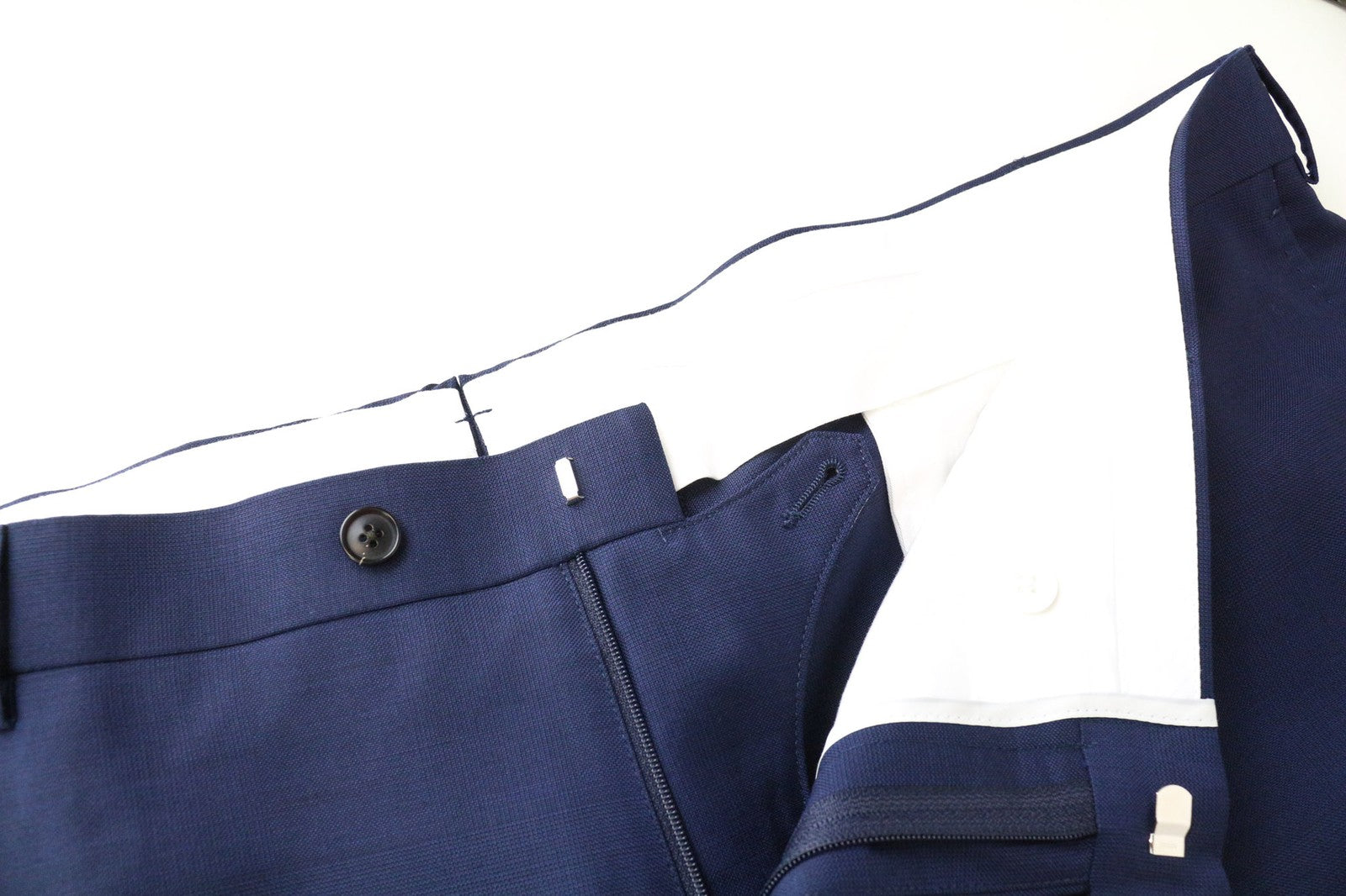 SUITSUPPLY Brescia Men's Pants UK50S Blue Wool Pleated Tailored Classic Lined