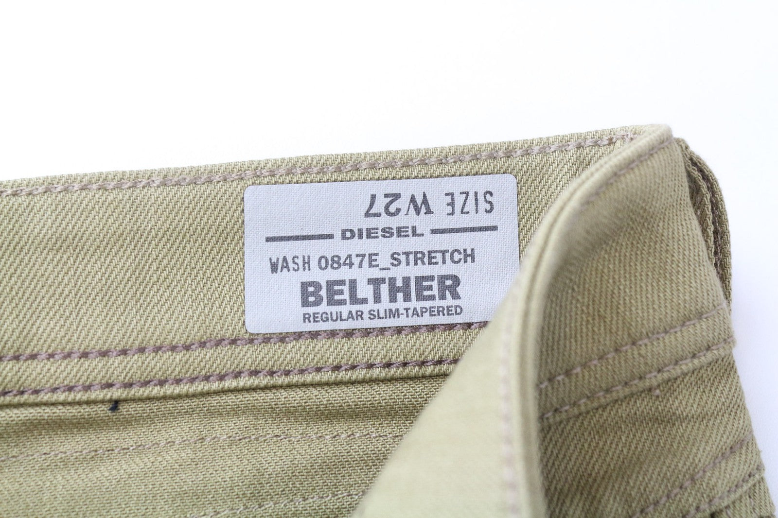 DIESEL Belther 0847E Men's Jeans W27 Slim Taper Fit Brown Cotton Stretch