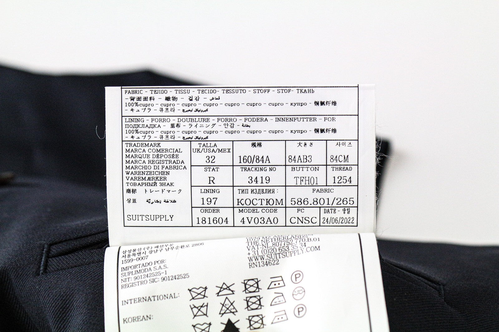 SUITSUPPLY Ferrara Men's Waistcoat UK32R Navy Wool V-Neck Single-Breasted