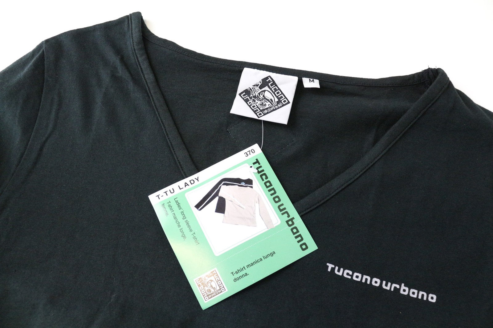 TUCANO URBANO T-TU Lady Women's T-Shirt M Black Slim Long Sleeve V-Neck