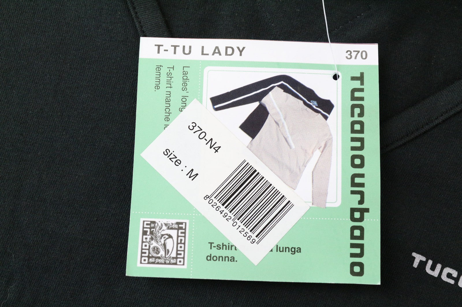 TUCANO URBANO T-TU Lady Women's T-Shirt M Black Slim Long Sleeve V-Neck