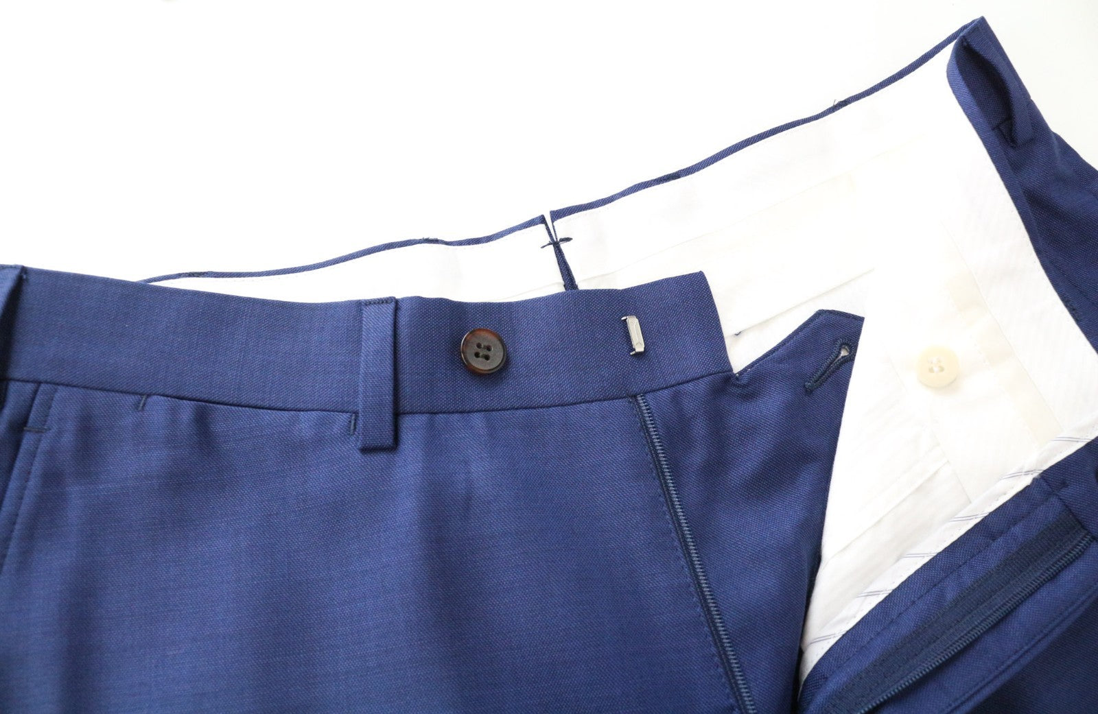 SUITSUPPLY Brescia Men's Trousers UK36R Blue Wool Lined Pleated Formal