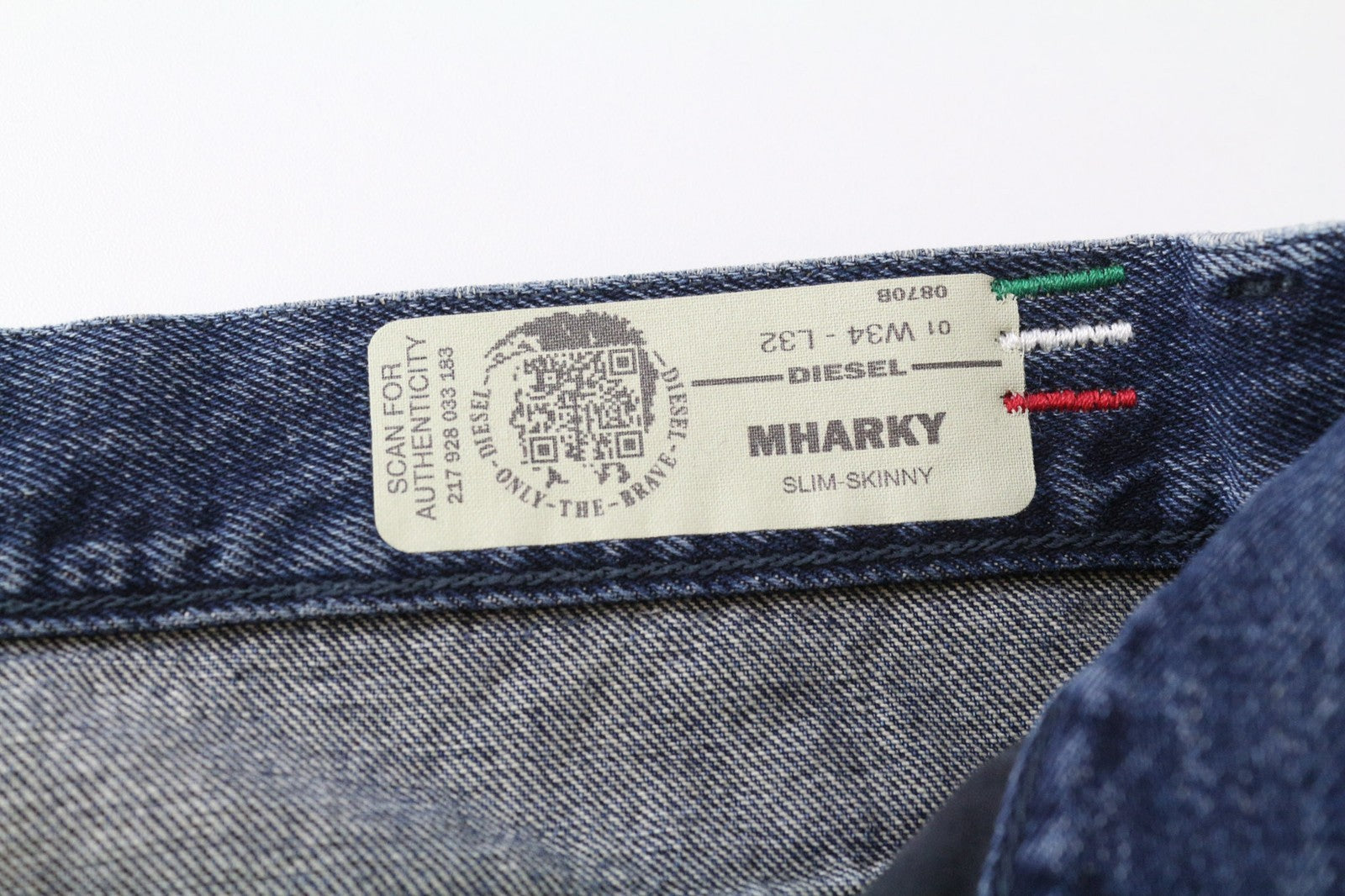 DIESEL Mharky 0870B Men's Jeans W34/L32 Slim Skinny Washed Blue Jean