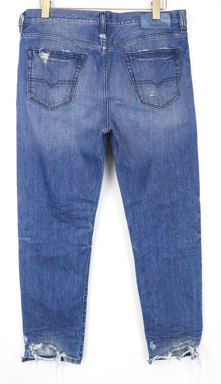 DIESEL Mharky 080AH Men's Jeans W34 Slim Washed Blue Distressed 5-Pocket