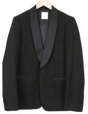 SANDRO Men's Blazer 50 Black Wool Blend Tuxedo Shawl Lapel Single-Breasted