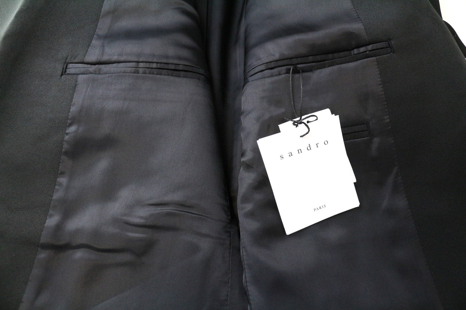 SANDRO Men's Blazer 50 Black Wool Blend Tuxedo Shawl Lapel Single-Breasted