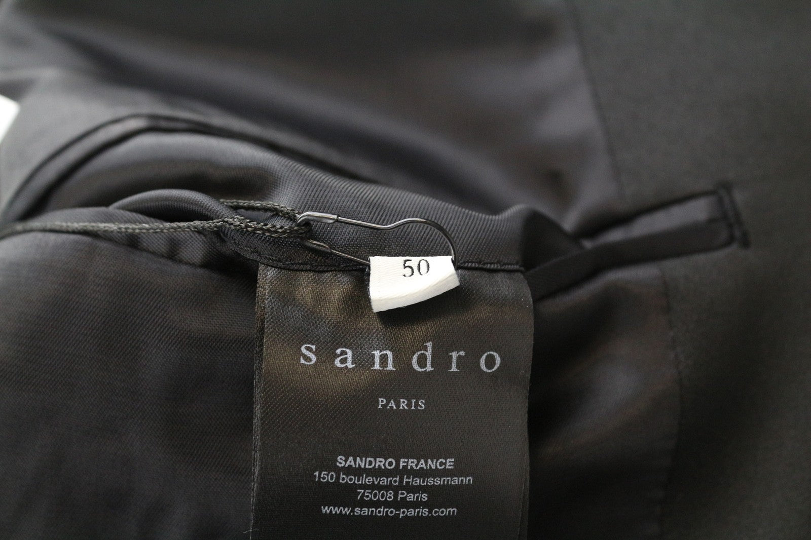 SANDRO Men's Blazer 50 Black Wool Blend Tuxedo Shawl Lapel Single-Breasted