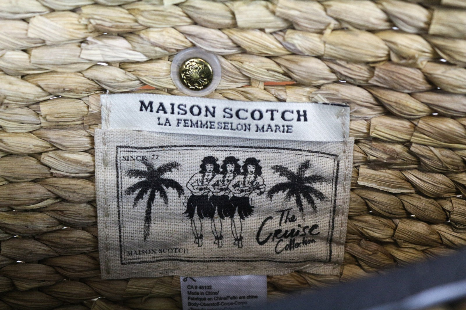 MAISON SCOTCH Women's Bag OS Light Brown Straw Summer Braided Clutch Unlined