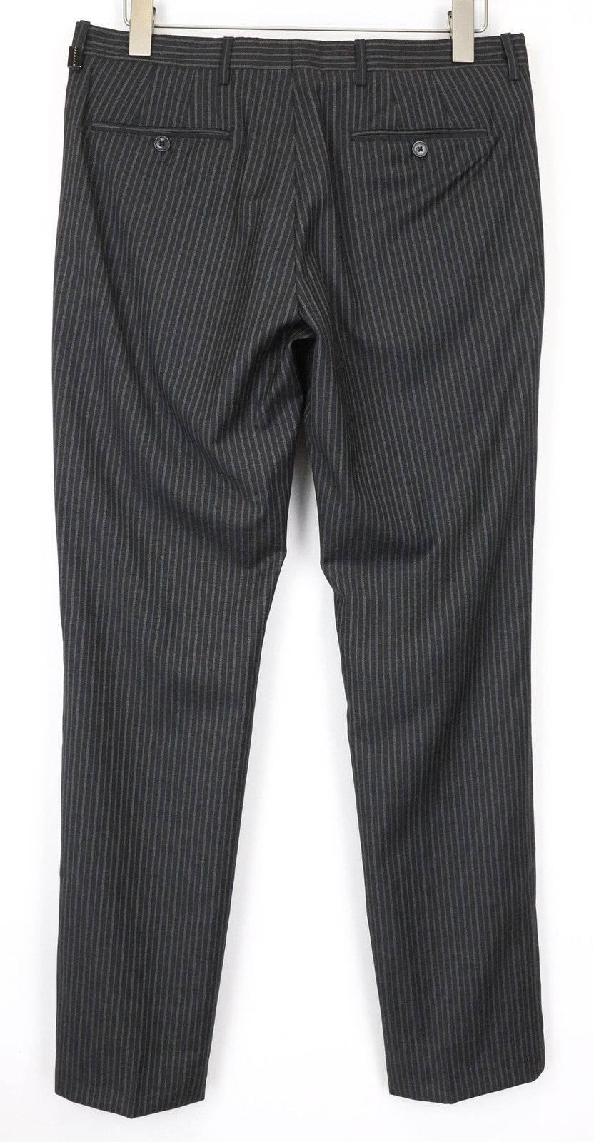 RICHMOND Men's Trousers 48 Black Pure Wool Striped Pleated Formal Patterned